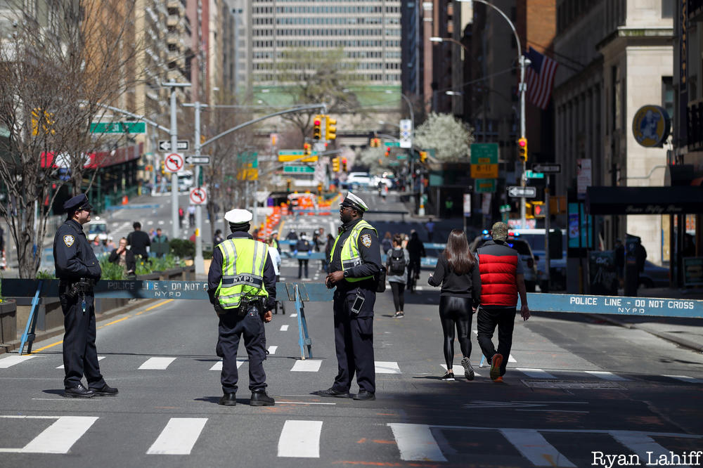 Cops and Pedestrians on car-free Park Avenue