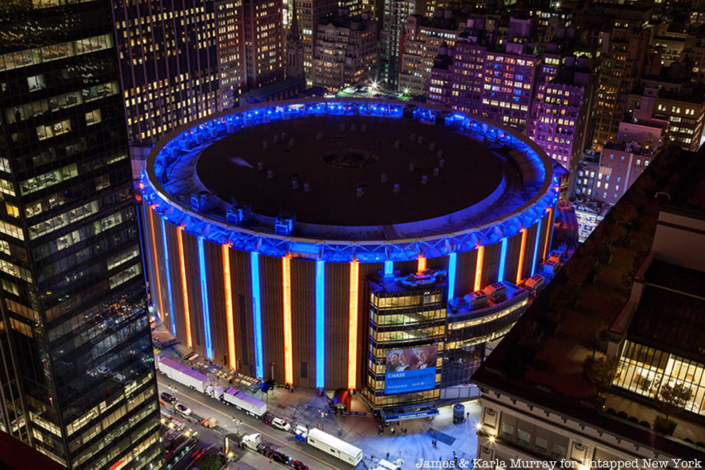 Madison Square Garden Aerial Blue Lighting NYC 1024x683 