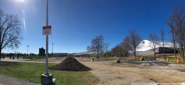 Construction site for field hospital at SUNY Stony Brook