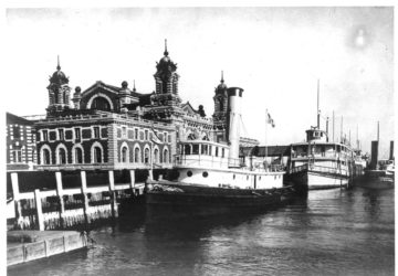 Ferries docked at Ellis Island