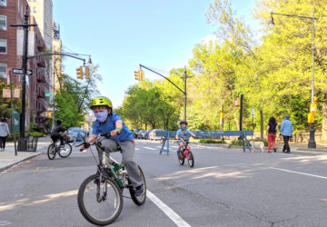 Prospect Park West open streets with bikers