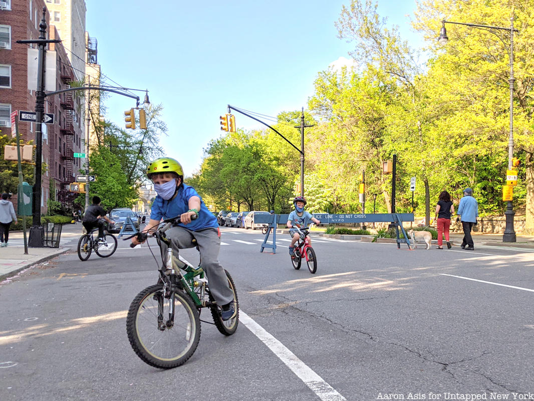Prospect Park West open streets with bikers