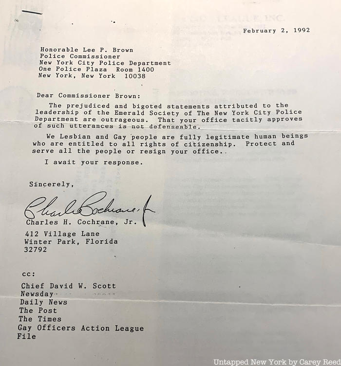 1992 Emerald Society Commissioner Letter