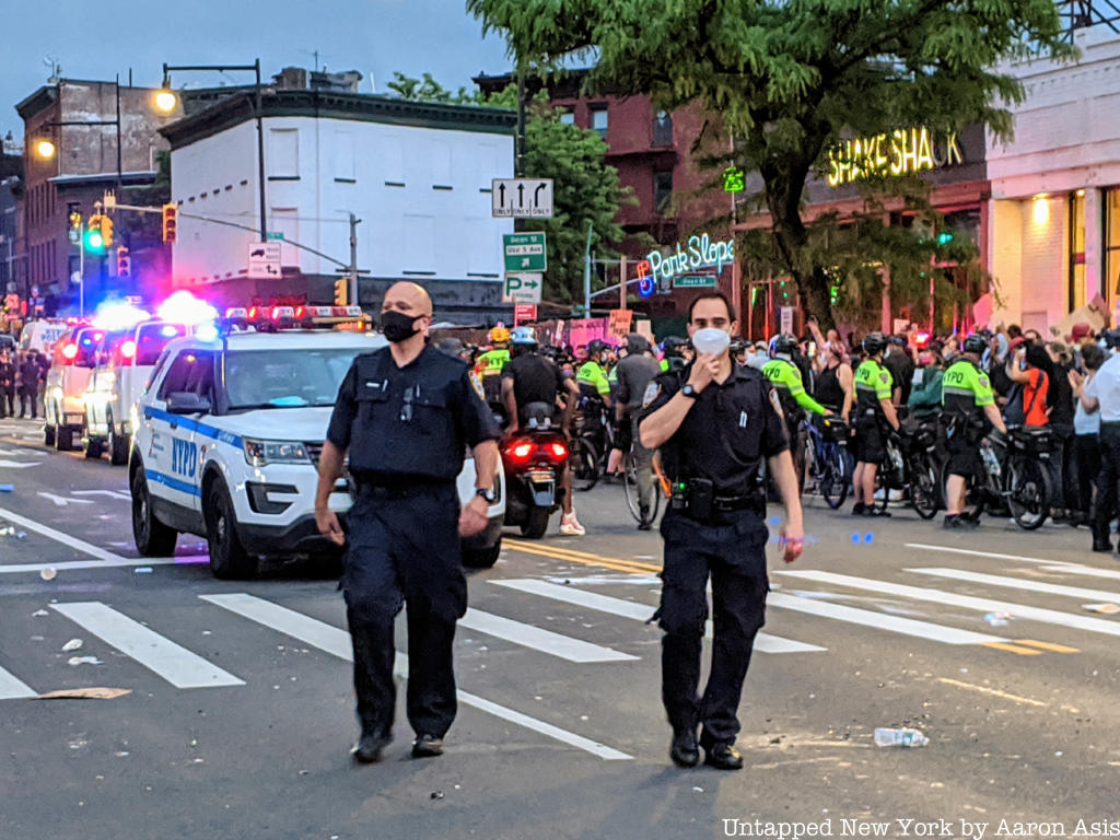 Police on street in George Floyd Protests in Brooklyn