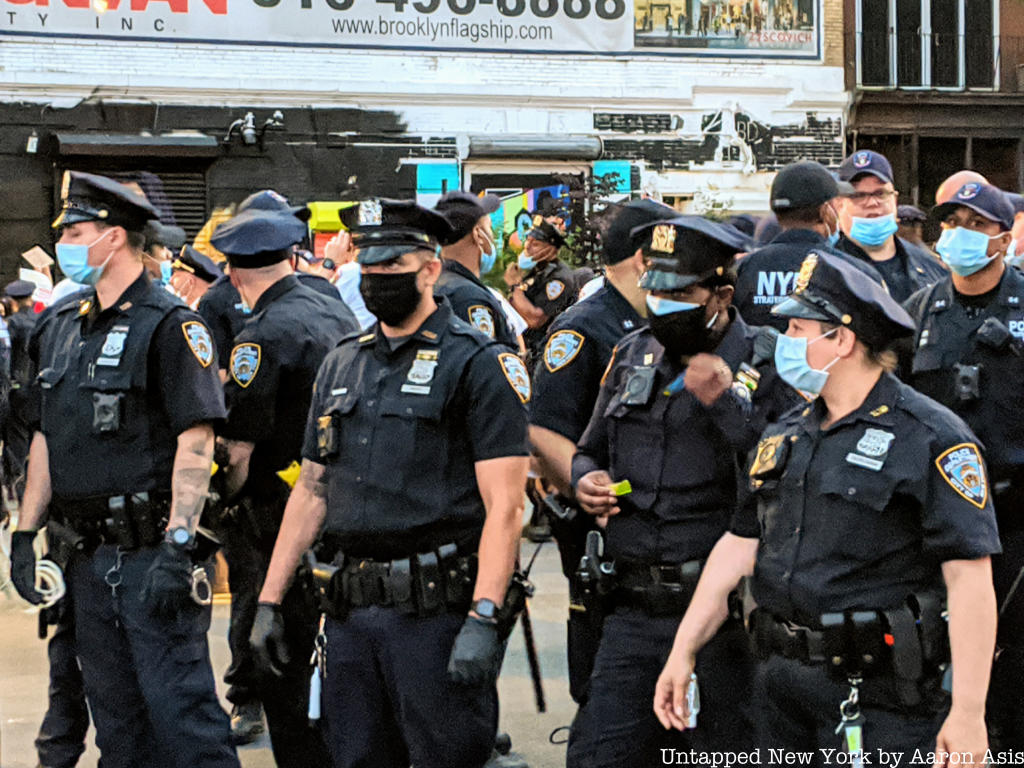 Police lined up at the George Floyd protests