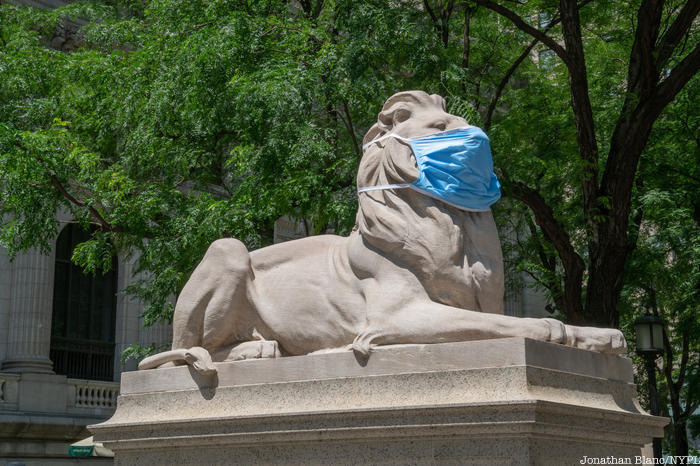 NYPL Lion masked
