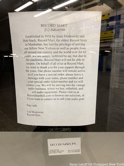 Record Mart goodbye letter