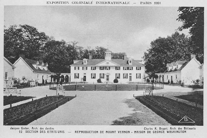 Postcard of Mount Vernon from 1931 Colonial Exposition in Paris