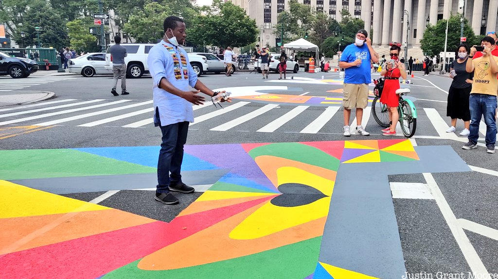 Rainbow color A in Black Lives Matter Mural in Foley Square