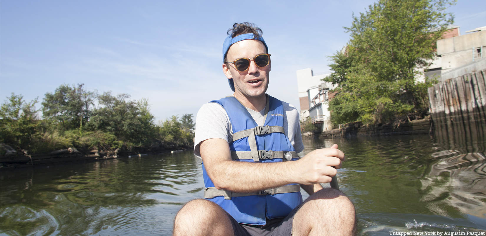Brad Vogel canoeing on Gowanus