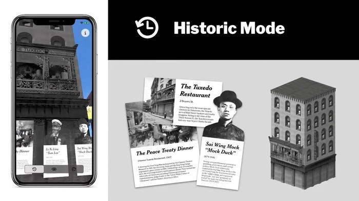 A preview of Metro ARchive app features in Historic Mode