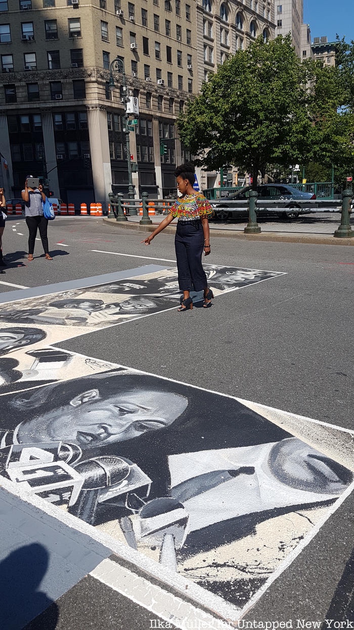 black lives matter mural with artist on tour