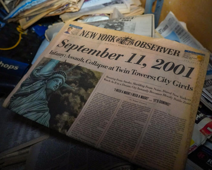Newspaper inside an abandoned Brooklyn storage facility