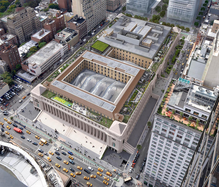Rendering of Facebook's new offices at the Farley Post Office Building