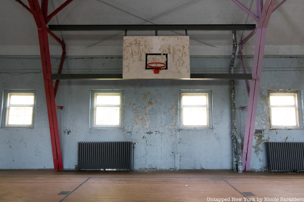 Liggett Hall basketball basket and backboard