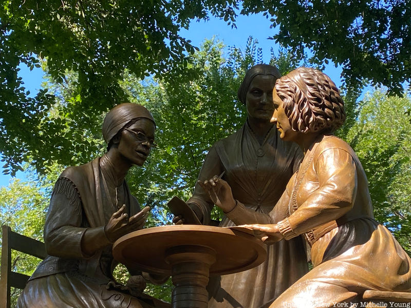 Close up of Women’s Rights Pioneers Monument-