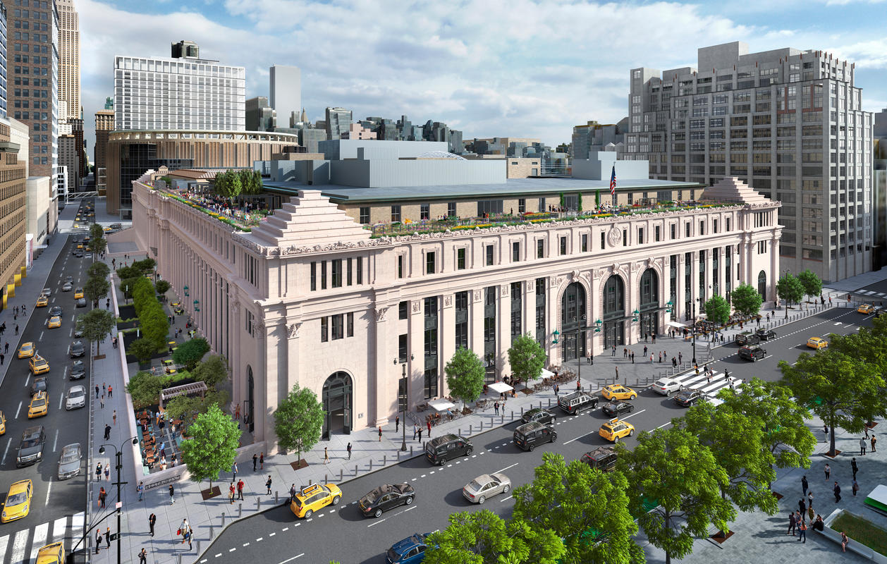 Rendering of Facebook's new offices at the Farley Post Office Building