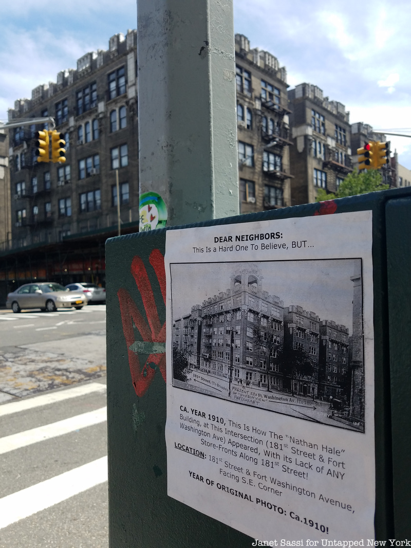 Washington Heights historic sign on green box