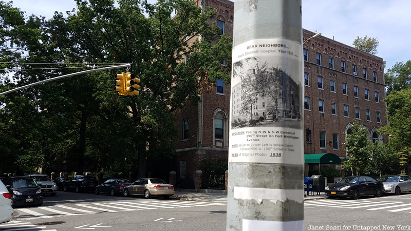 Washington Heights historic sign on lamppost