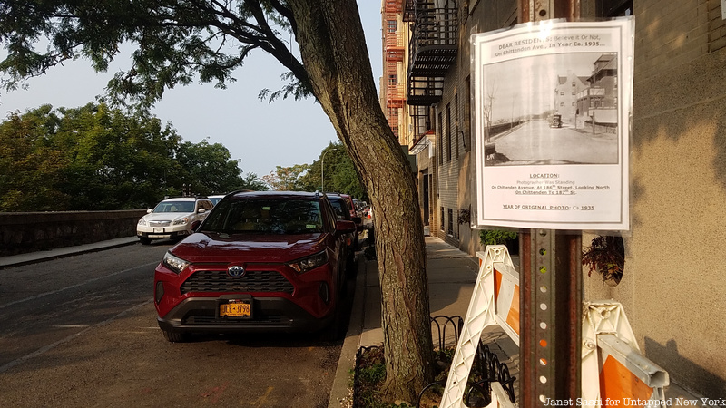 Washington Heights historic sign on parking sign