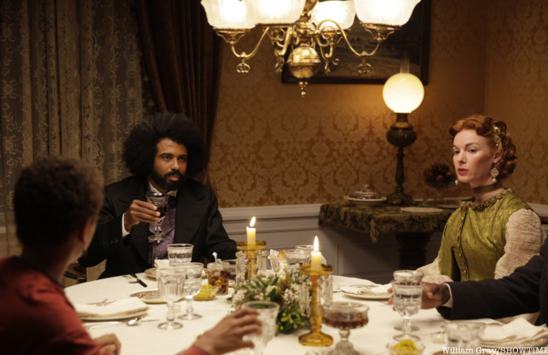(L-R): Joshua Caleb Johnson as Onion, Daveed Diggs as Frederick Douglass and Lex King as Ottilie in THE GOOD LORD BIRD, "Mister Fred". Photo Credit: William Gray/SHOWTIME.