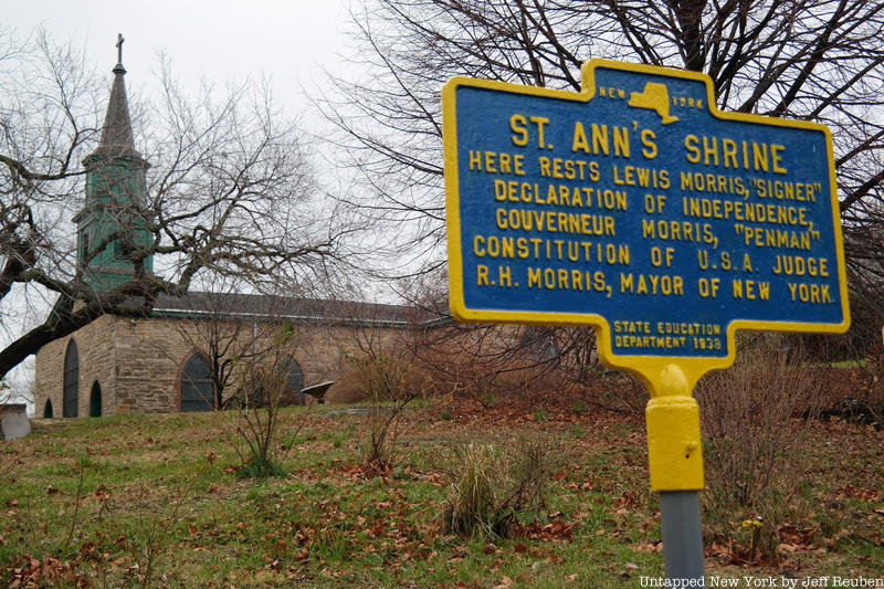 St. Ann's Church plaque with Lewis Morris