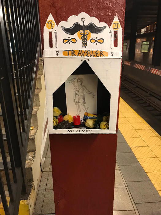 A subway shrine to the God Mercury