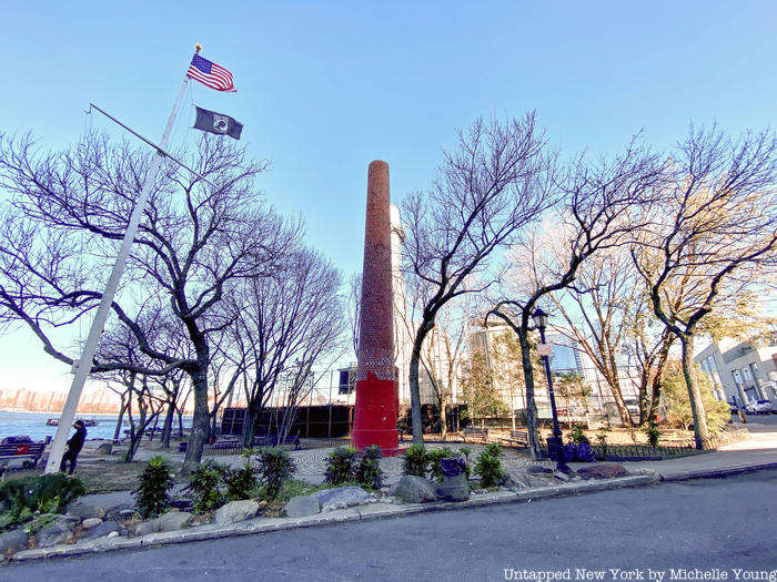 Pfizer Smoke stack in Grand Ferry Park