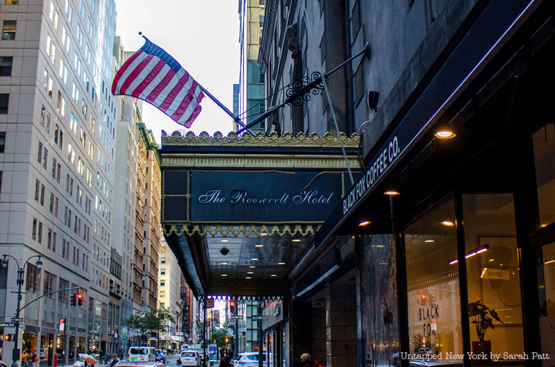 The Roosevelt hotel awning and flag