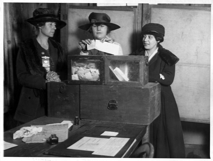 Women voting on election day