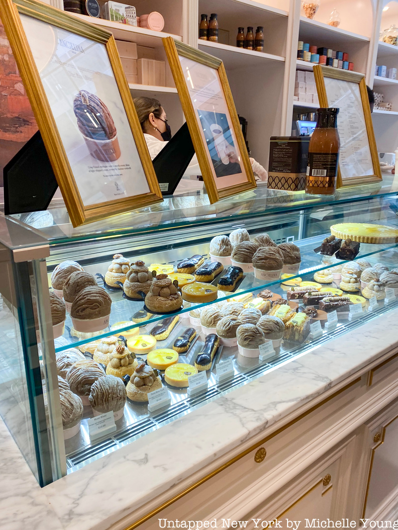 Pastries on display at Angelina Paris