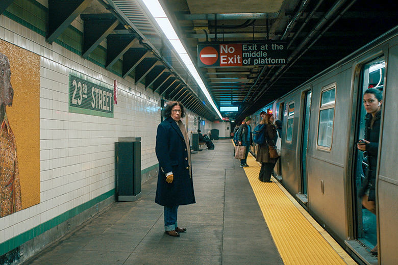 Fran Lebowitz in the subway in Pretend It's a City