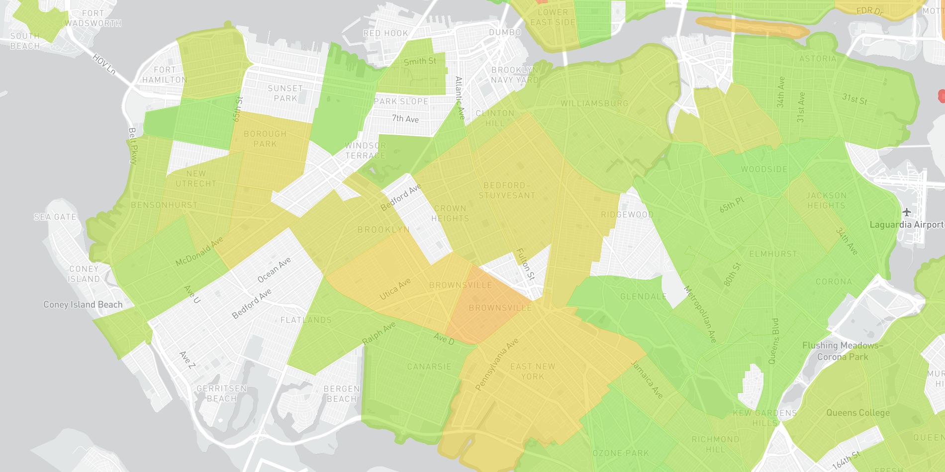 Map of Brooklyn internet speeds. 