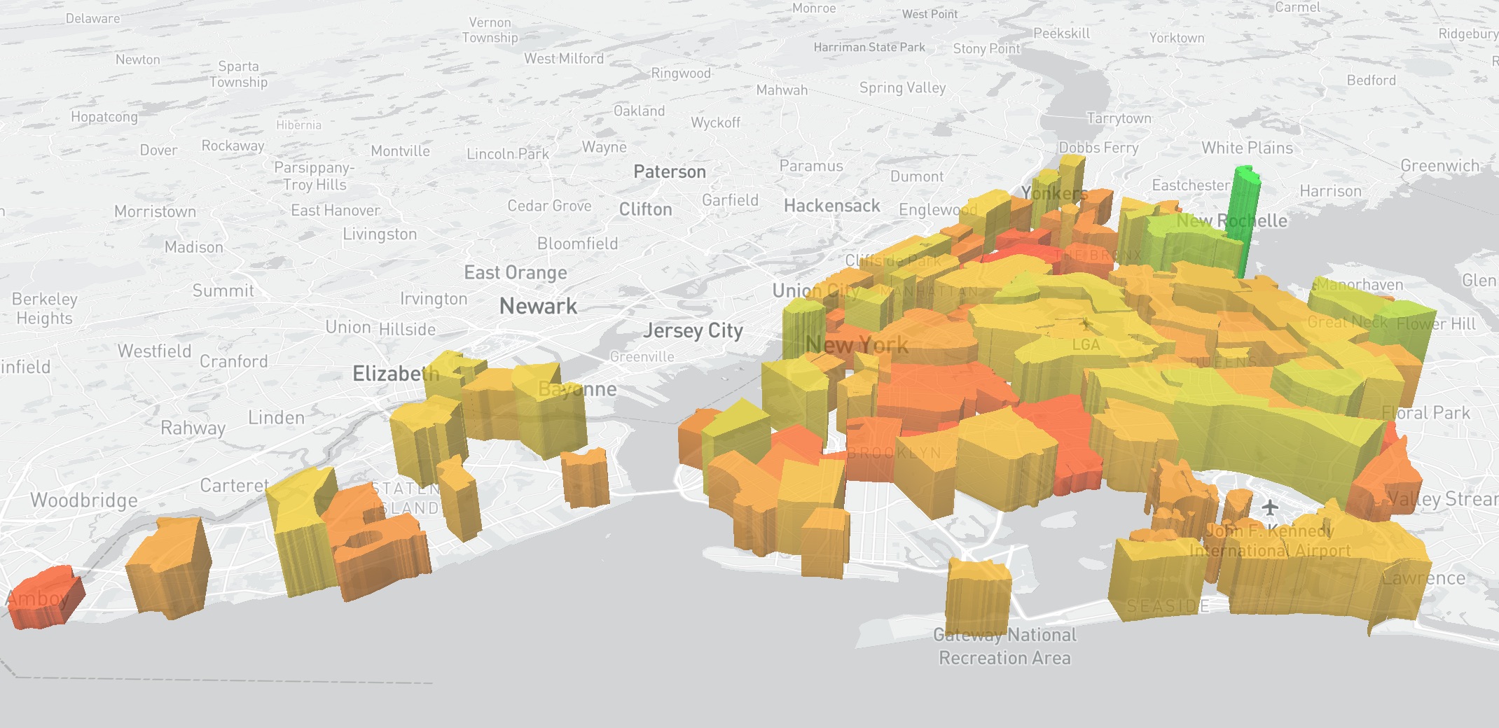 Map showing speed test averages across NYC. 