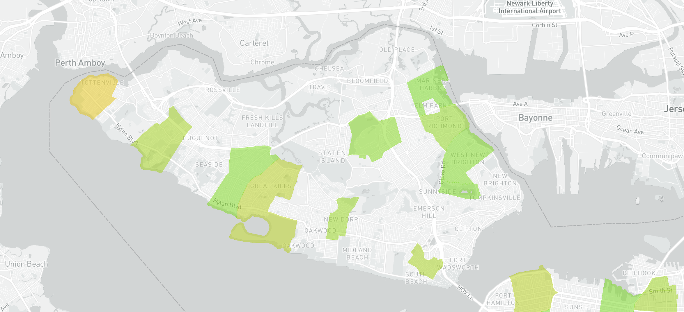 Staten Island internet speeds map. 