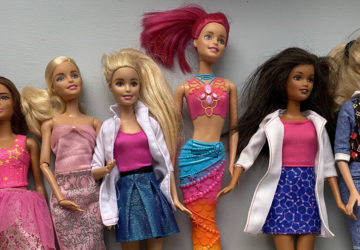 Line of Barbies extend past Barbie in New York.