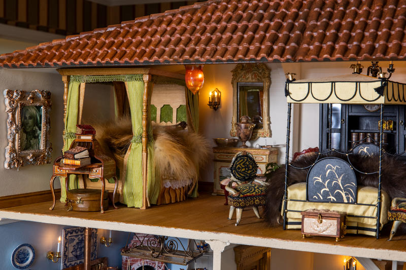 Inside of bedrooms in The Fisher Dollhouse: A Venetian Palazzo in Miniature
