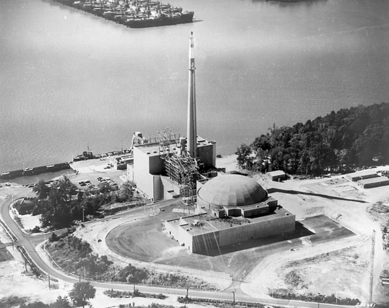 Aerial view of the Indian Point Nuclear Power Plant circa 1963, Courtesy Wikimedia Commons