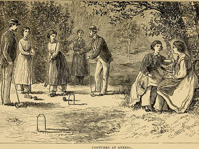 Drawing of members of the Oneida Community. 