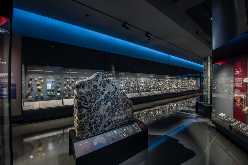 Systematic Classification Wall in the Allison and Roberto Mignone Hall of Minerals at the American Museum of Natural History