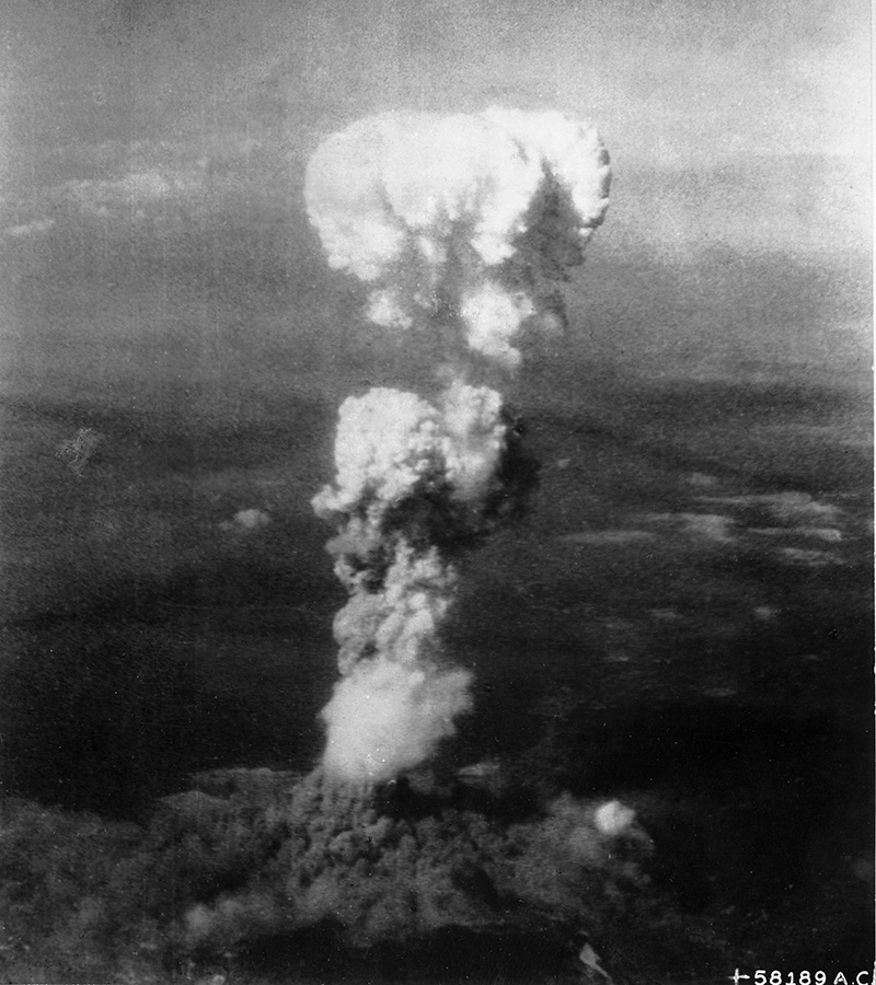 Atomic cloud over Hiroshima following the Manhattan Project research. 