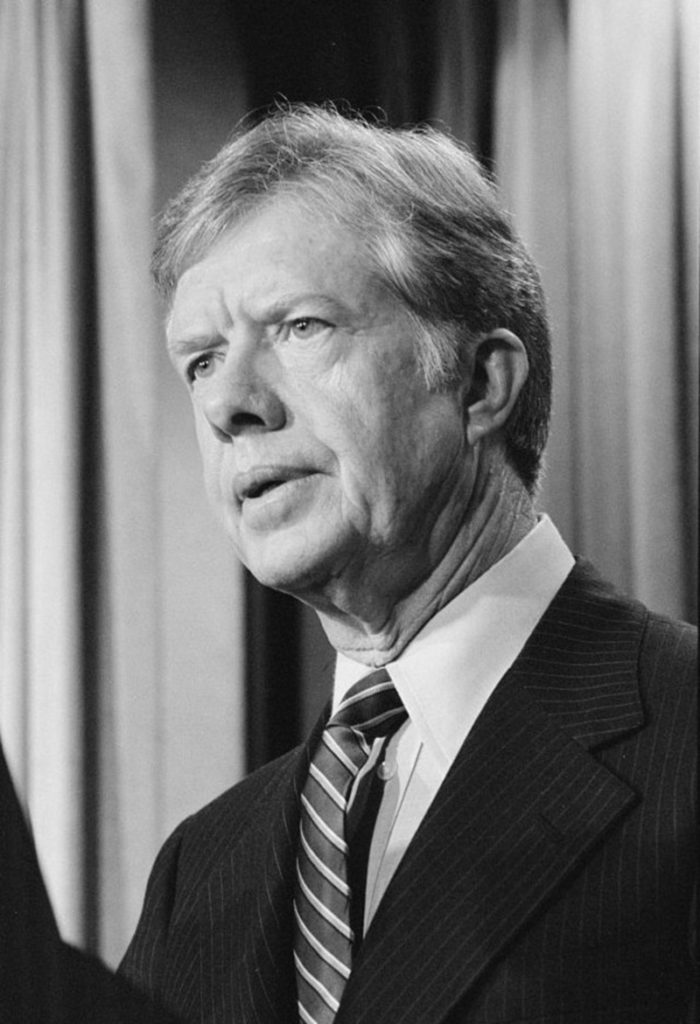 President Jimmy Carter, who was to make a series of blunders during his August 12 speech at the Democratic National Convention, where he received his party's candidacy for re-election.  Courtesy of Wikimedia Commons.