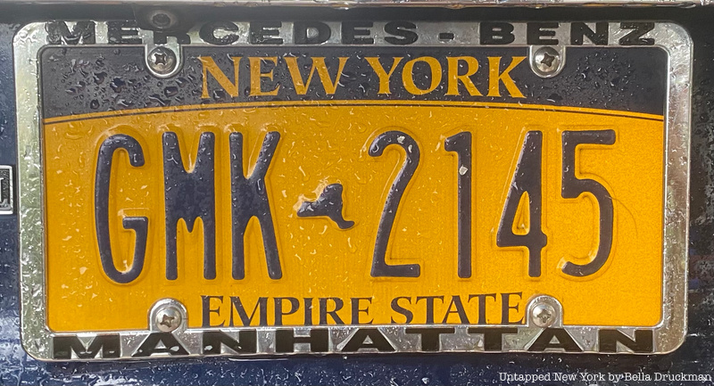 The gold and blue Empire State license plate.