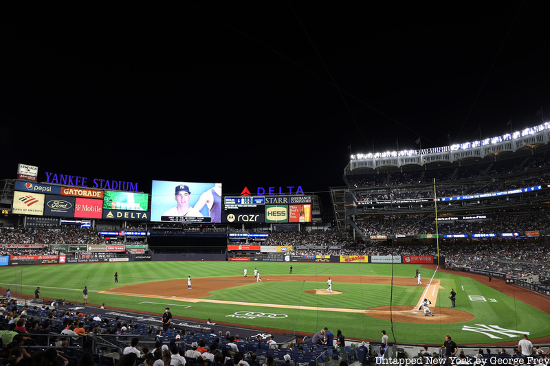View of the curvature in Yankee Stadium. 