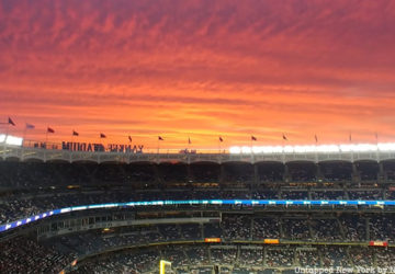 Sunset at Yankee Stadium.