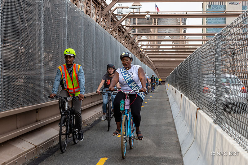 Bike Mayor on Brooklyn Bridge