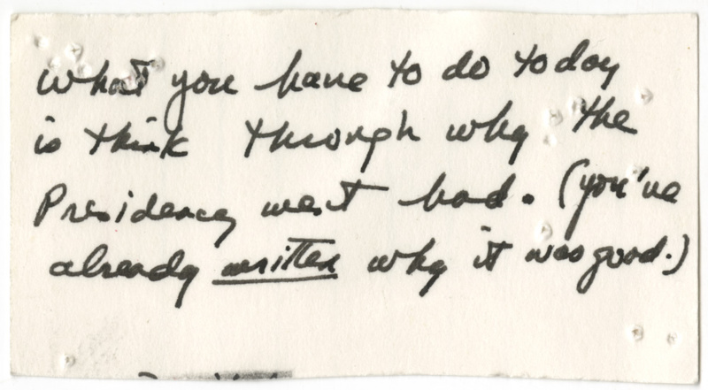 “What you have to do today” note, ca. 2010. Courtesy of Robert A. Caro Archive, Patricia D. Klingenstein Library, New-York Historical Society