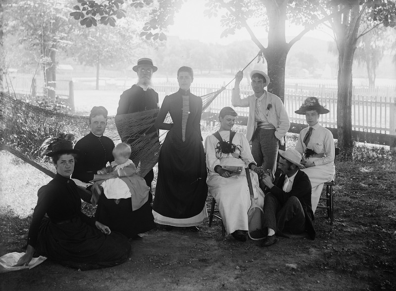 group of people in Victorian garb