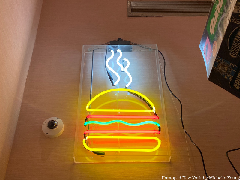 Neon burger sign at Burger Joint