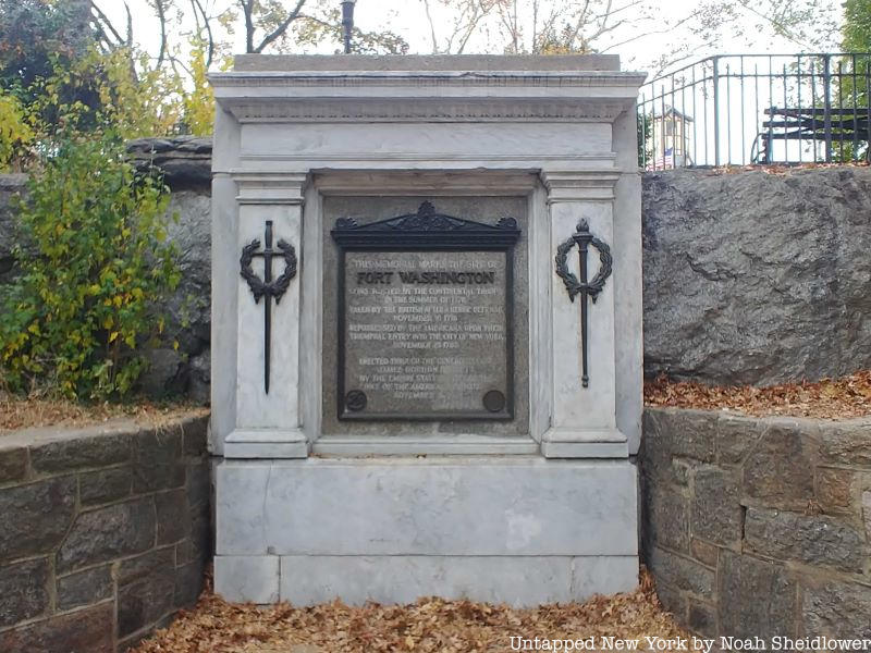 Memorial to Fort Washington, one of NYC's revolutionary war sites